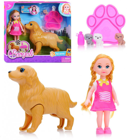 Кукла с собакой и щенками