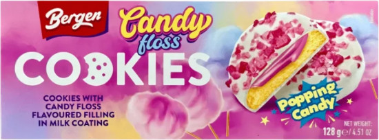 Печенье с начинкой со вкусом сладкой ваты в молочной глазури Popping Candy «Candy Floss»