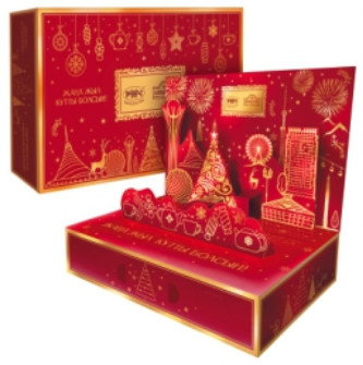 Набор зимнего чая и шоколадных конфет «Снежный город»