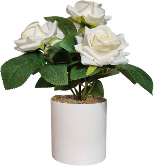 Искусственный цветок в горшке «Элегантная белая роза»