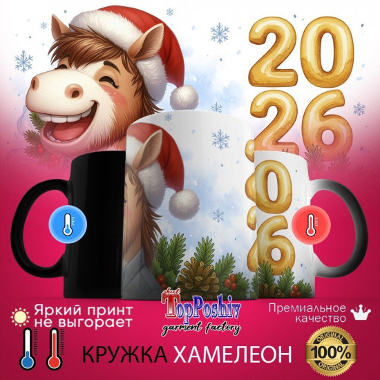 Кружка-хамелеон с принтом «2026»