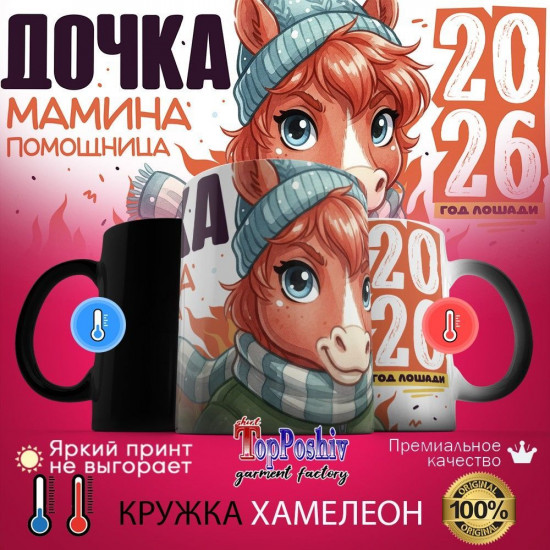 Кружка-хамелеон с принтом «Дочка, мамина помощница»