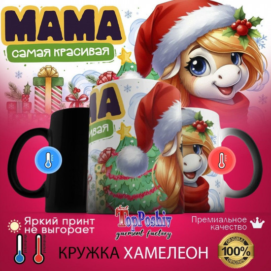 Кружка-хамелеон с принтом «Мама самая красивая»