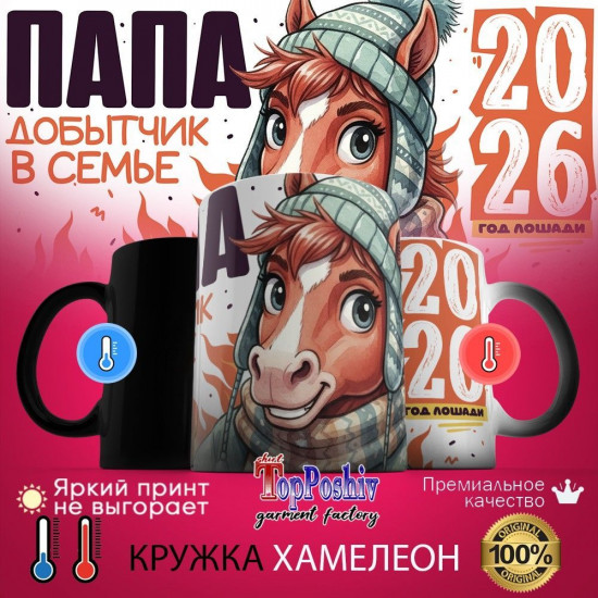 Кружка-хамелеон с принтом «Папа добытчик в семье»