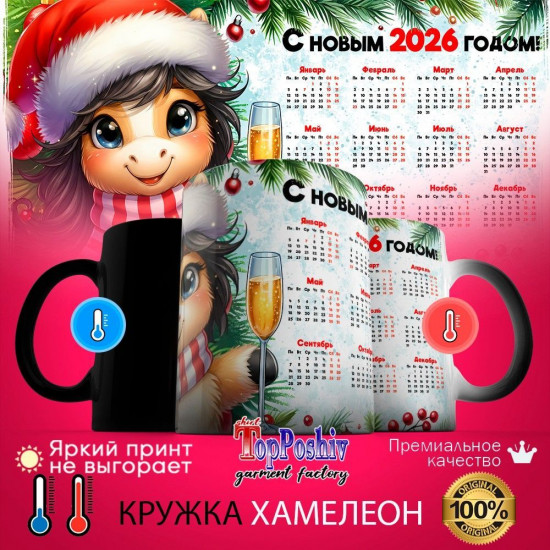 Кружка-хамелеон с принтом «С Новым 2026 годом (7)»