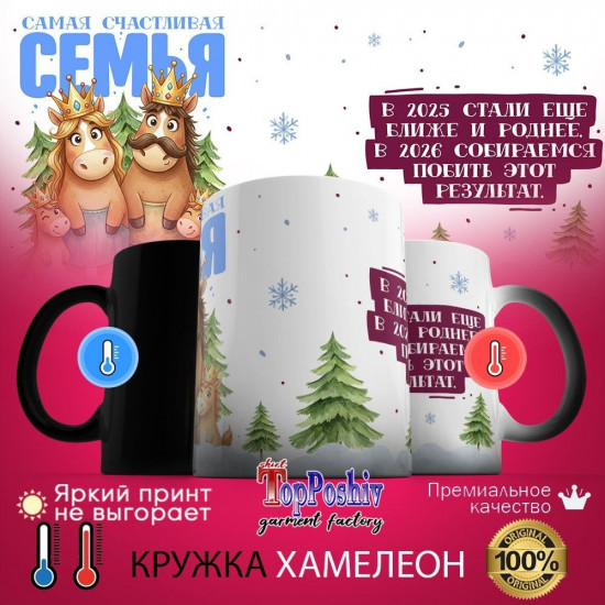 Кружка-хамелеон с принтом «Самая счастливая семья (4)»