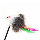 Дразнилка "Цветная мышь" с перьями