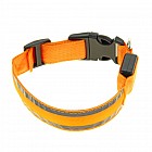 Ошейник с подсветкой и светоотражающими полосами (38-40 см), 3 режима свечения, оранжевый