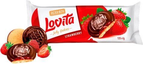 Сдобное печенье с желейной начинкой со вкусом клубники «Lovita Jelly Cookies»