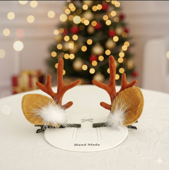 Набор мини-заколок для волос с оленьими ушками и рожками