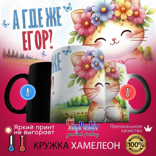Кружка хамелеон с принтом «А где же ЕГОР»