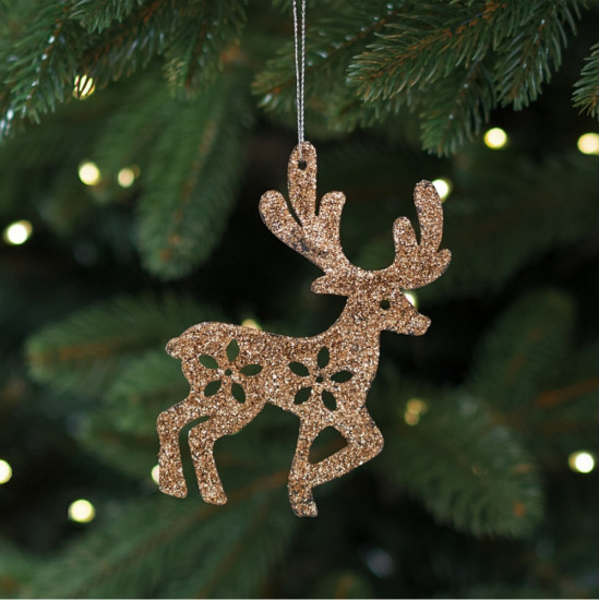 Набор новогодних елочных украшений с блёстками «Олень»