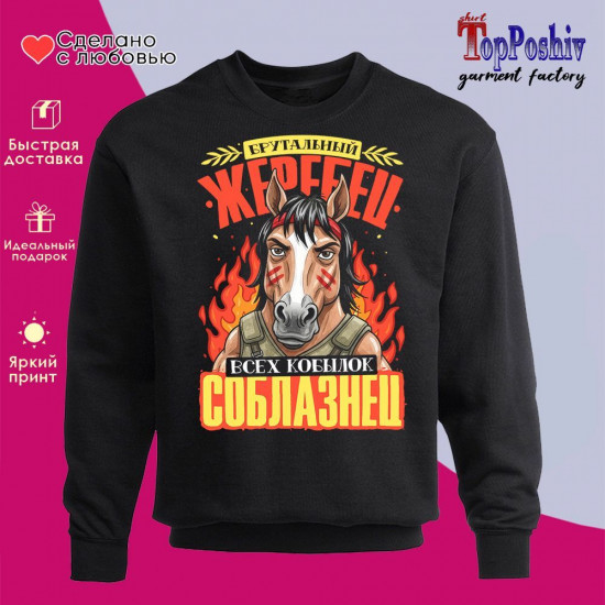 Свитшот с принтом «Брутальный жеребец»