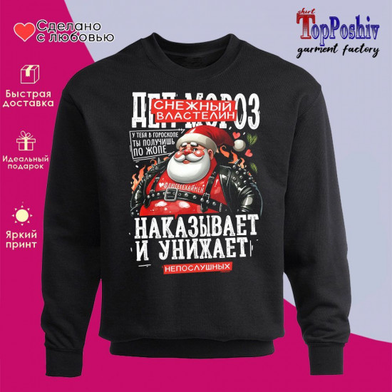 Свитшот с принтом «Дед Мороз снежный властелин»