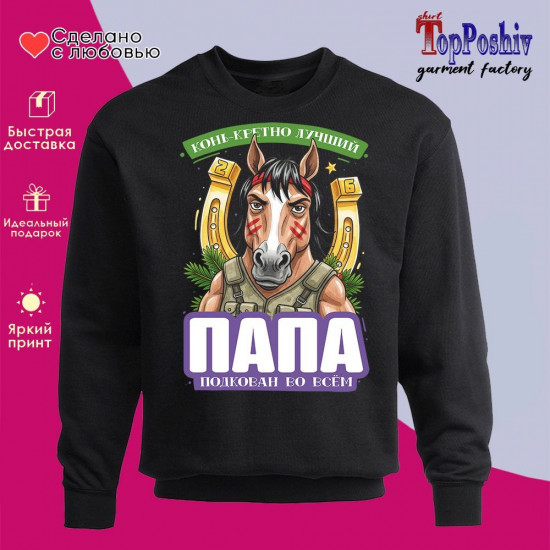 Свитшот с принтом «Папа подкован во всем»