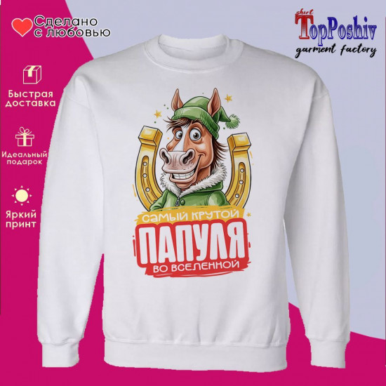 Свитшот с принтом «Самый крутой папуля во вселенной»