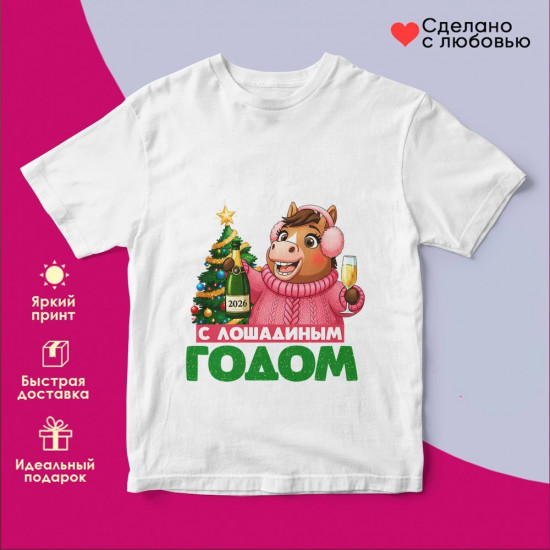 Футболка с принтом «С лошадиным годом (жен)»
