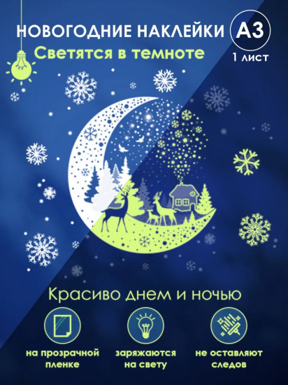 Наклейки светящиеся «Сияющая луна»