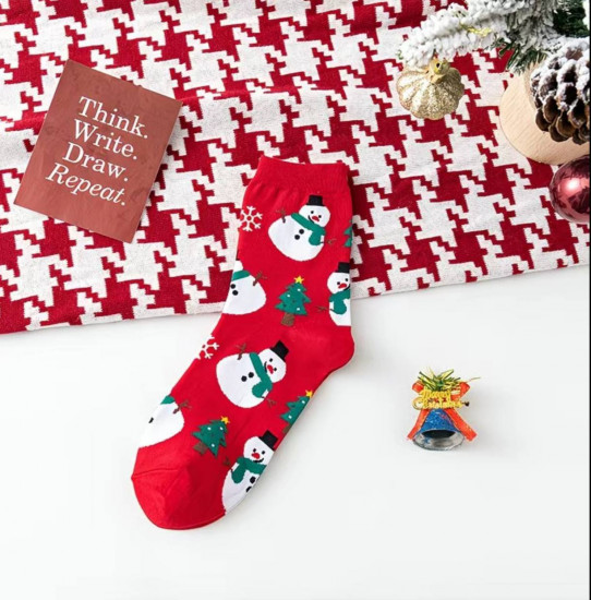 Новогодние носки «Весёлые снеговики»