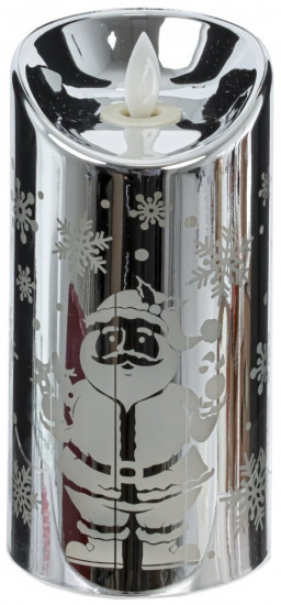 Свеча декоративная с подсветкой «Серебряный Дед Мороз»