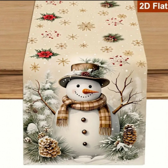 Новогодняя дорожка на стол «Снеговик»