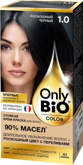 Крем-краска для волос стойкая «Only bio color», оттенок 1.0 Роскошный черный
