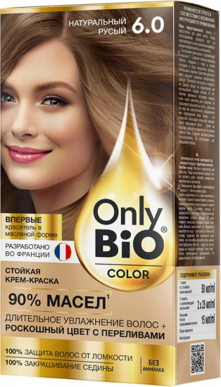 Крем-краска для волос стойкая «Only bio color», оттенок 6.0 Натуральный русый