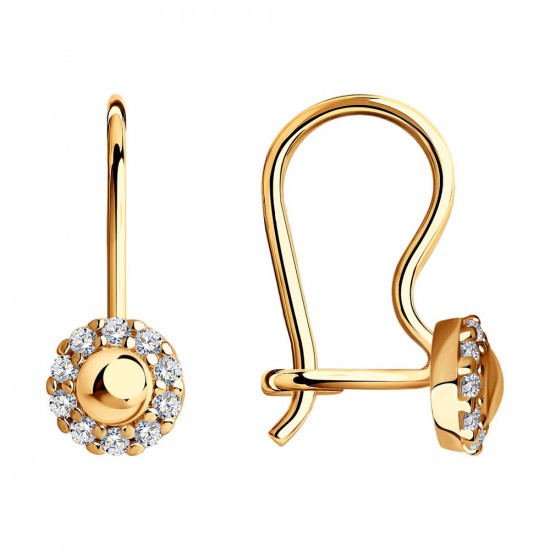 Серьги из золочёного серебра с фианитами