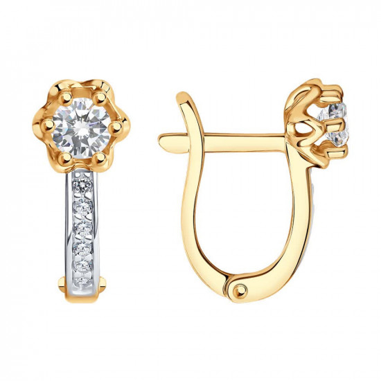 Серьги из золочёного серебра с фианитами