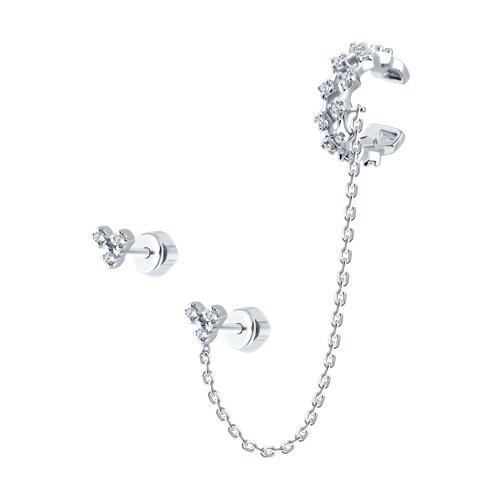 Серьги из серебра с фианитами