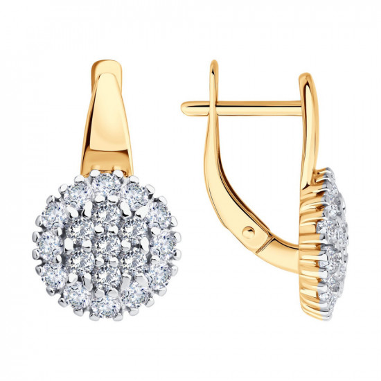 Серьги из золочёного серебра с фианитами