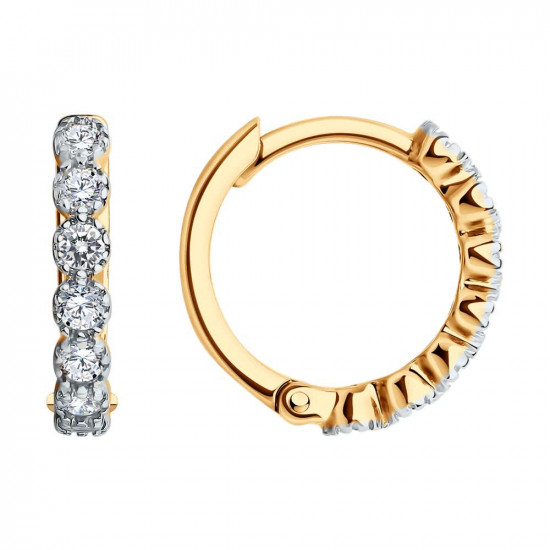 Серьги из золочёного серебра с фианитами