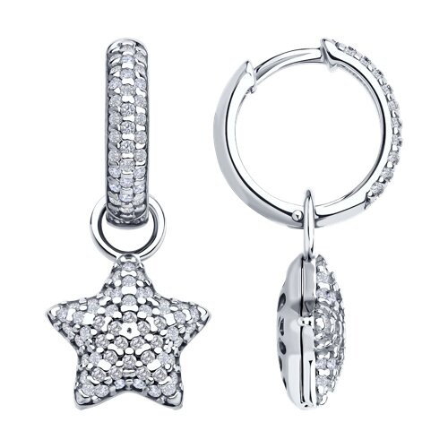 Серьги из серебра с фианитами