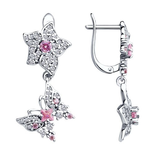 Серьги из серебра с фианитами