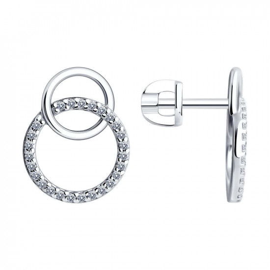 Серьги из серебра с фианитами