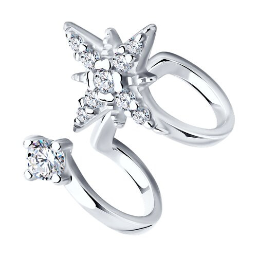 Серьга из серебра с фианитами