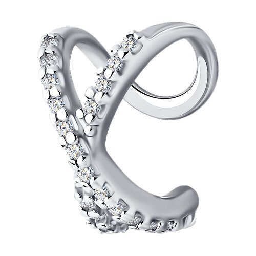 Серьга из серебра с фианитами