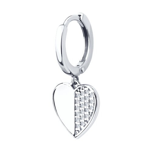 Серьга из серебра с фианитами