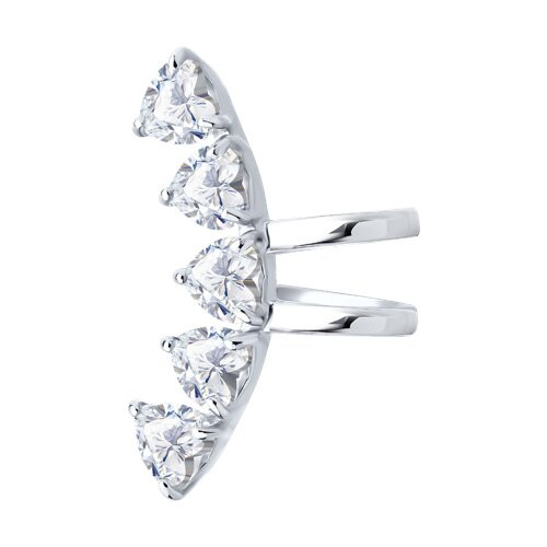 Серьга-кафф из серебра с фианитами