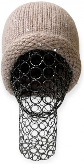 Шапка женская зимняя на флисе с мини-пайетками