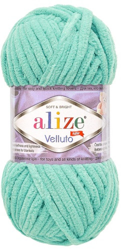 Пряжа для вязания «Velluto», цвет 490 Светло-бирюзовый