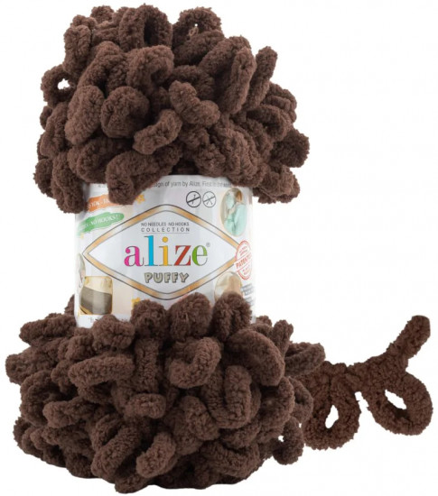 Пряжа для вязания «Puffy», цвет 493 Темно-коричневый