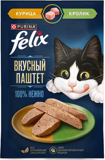 Корм для кошек со вкусом курицы и кролика «Вкусный паштет»