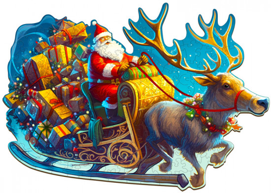 Пазл деревянный «Новогодние сани»