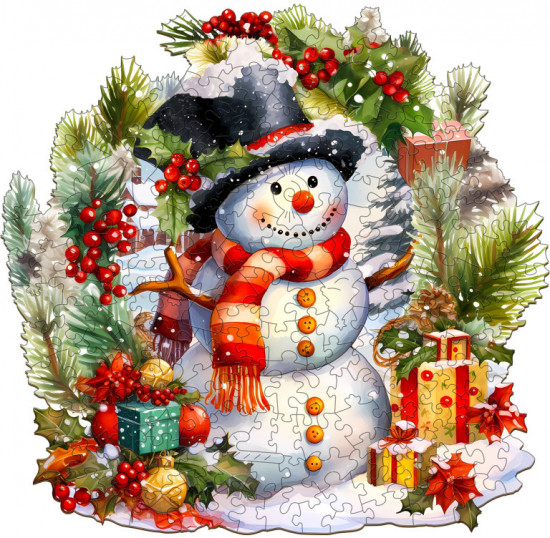 Пазл деревянный «Снеговик Шапочкин»