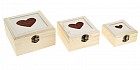 Шкатулка для росписи квадратная «Сердце», в наборе 3 шт.