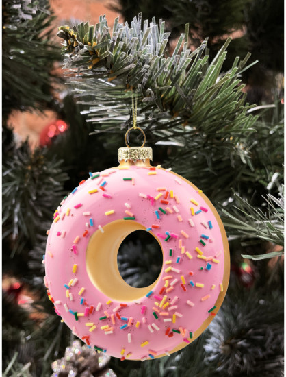 Игрушка ёлочная «Клубничный пончик»