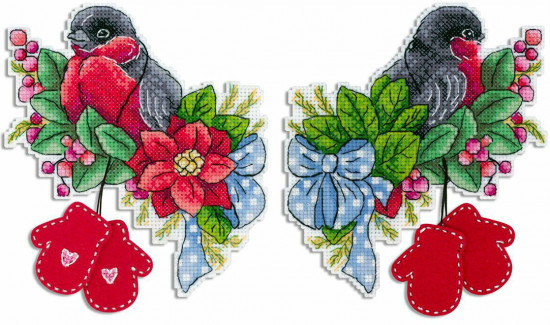 Набор для вышивания на пластиковой канве «Красногрудый снегирь»