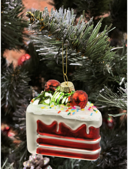 Игрушка ёлочная «Торт с малиной»