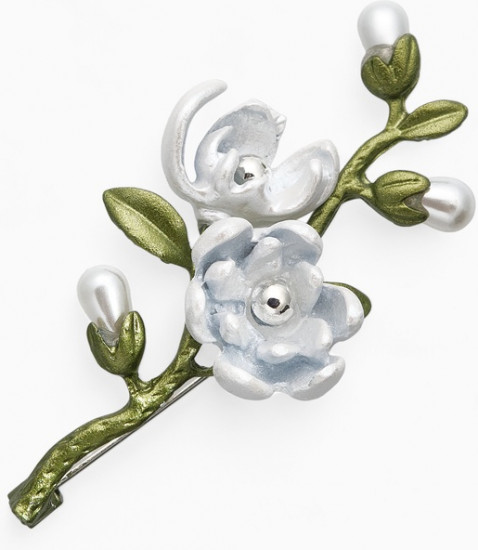 Брошь «Веточка магнолии»